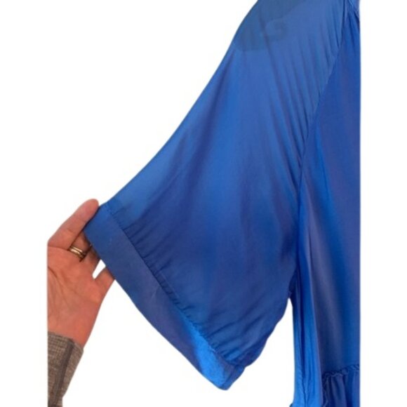 Angela Moda blue tiered ruffle midi dress size L - Picture 2 of 6